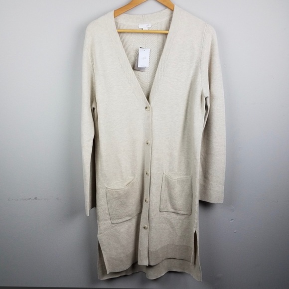 J. Jill Sweaters - J. Jill Oatmeal Long Textured Cardigan Duster New